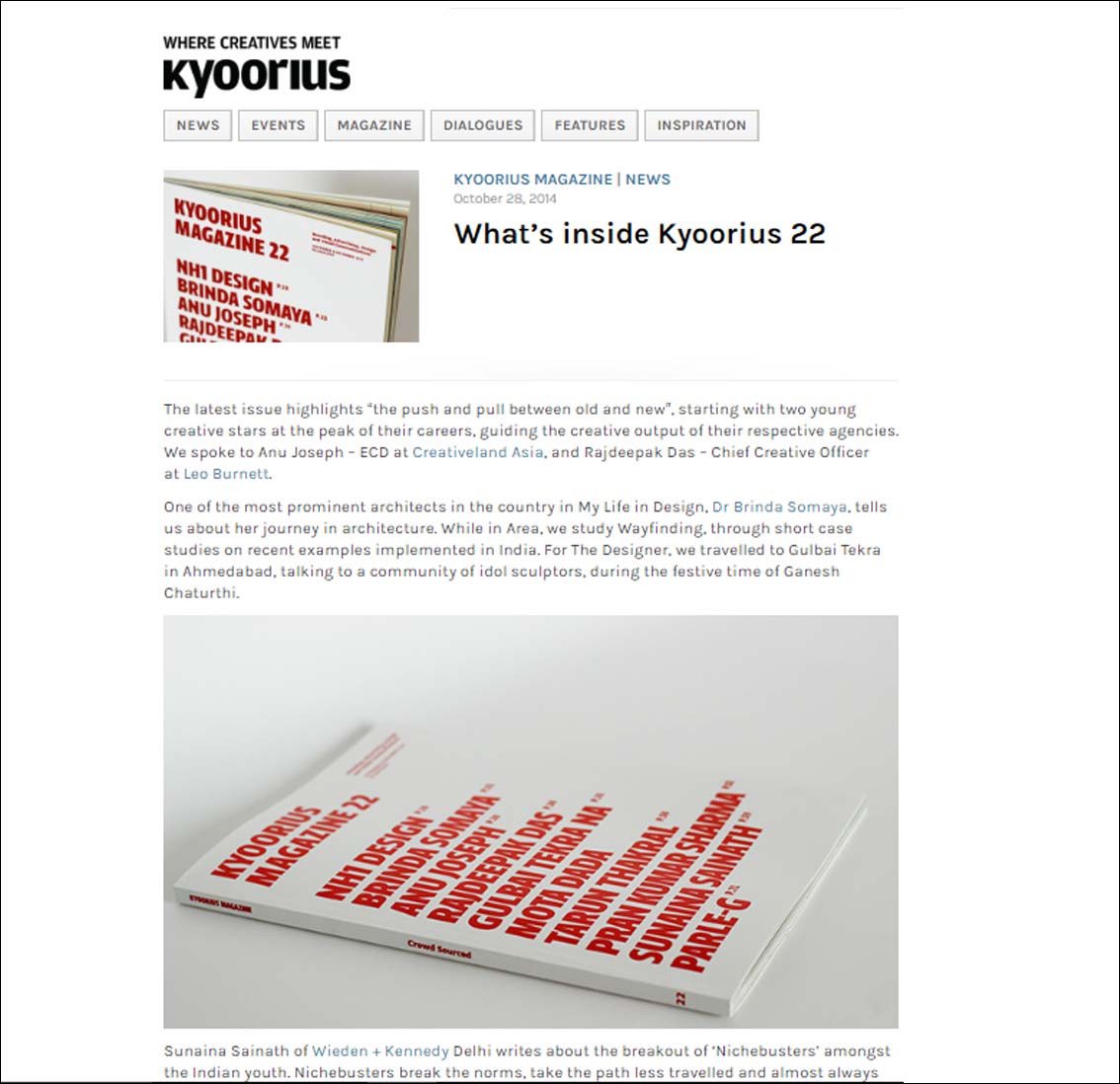 Where Creatives meet Kyoorius - October 2014